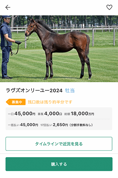 SP版取引ツール 馬詳細画面