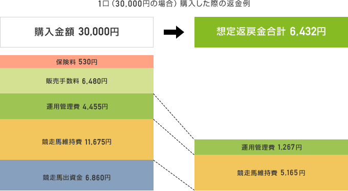 1口(30,000円の場合)購入した際の返金例