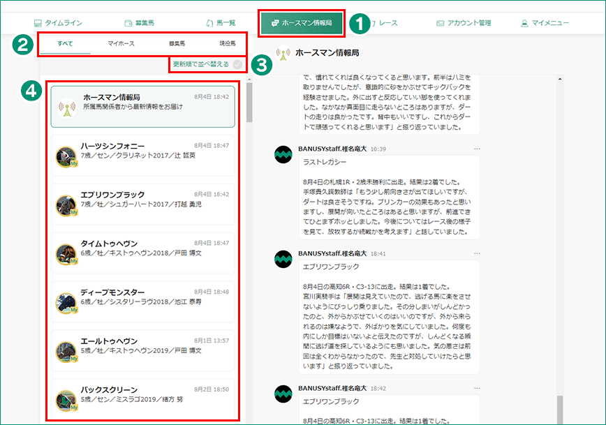 ホースマン情報局画面