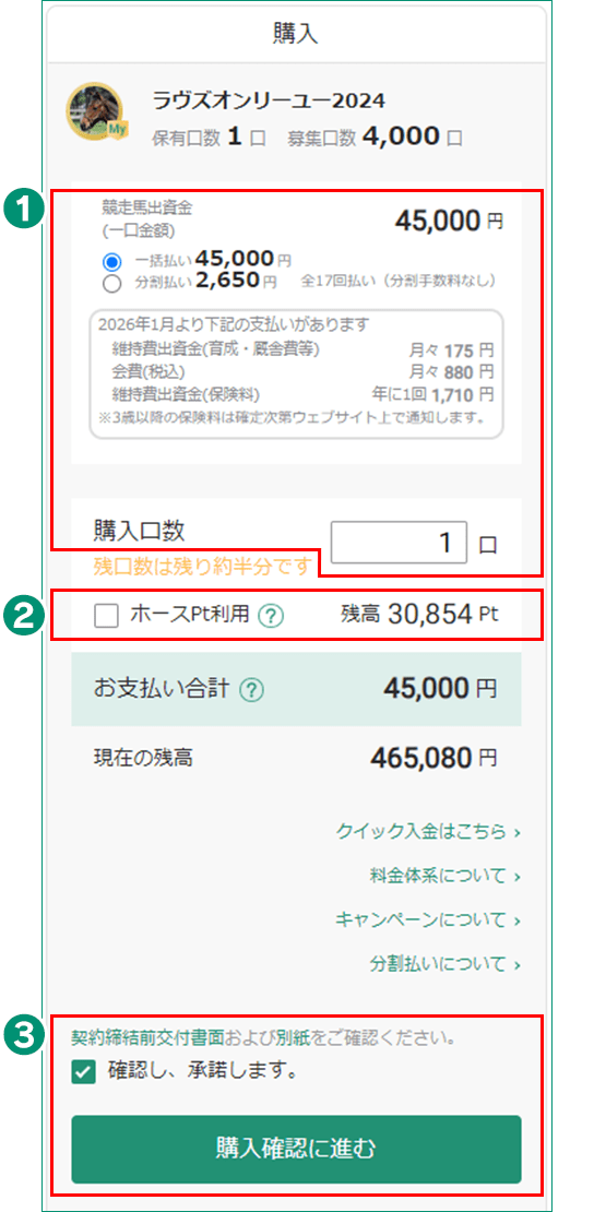 馬購入画面