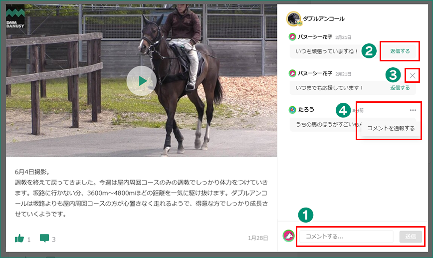 コメント投稿画面