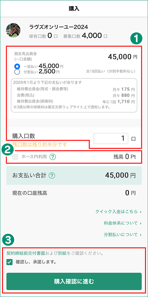 馬購入画面